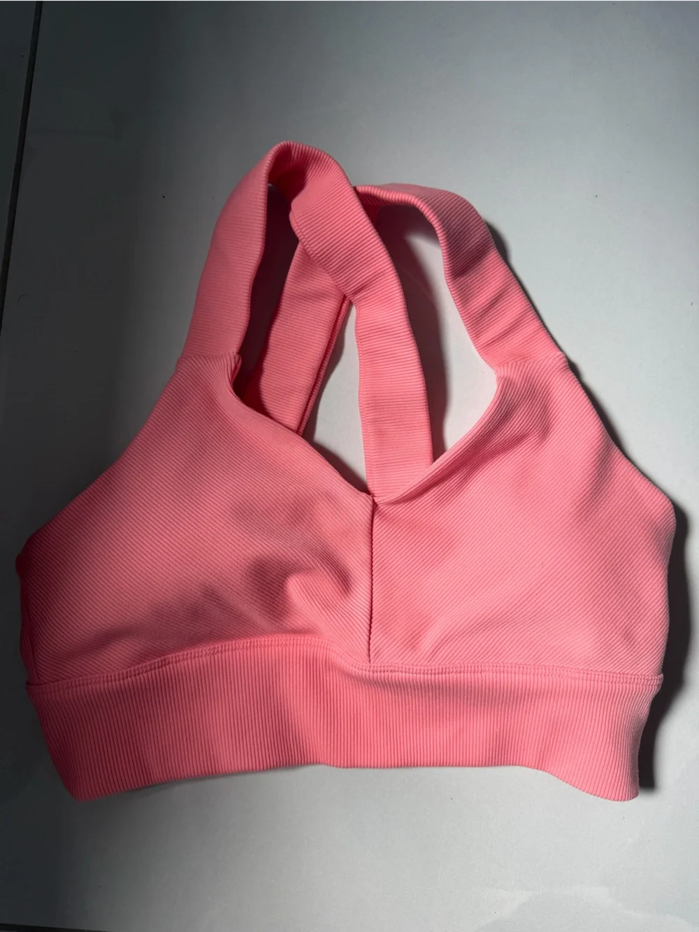 ALO Yoga Ribbed Pink Bike Shorts Top